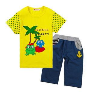 男童吃瓜短袖套装,男童吃瓜短袖套装，萌趣造型解锁清凉一夏